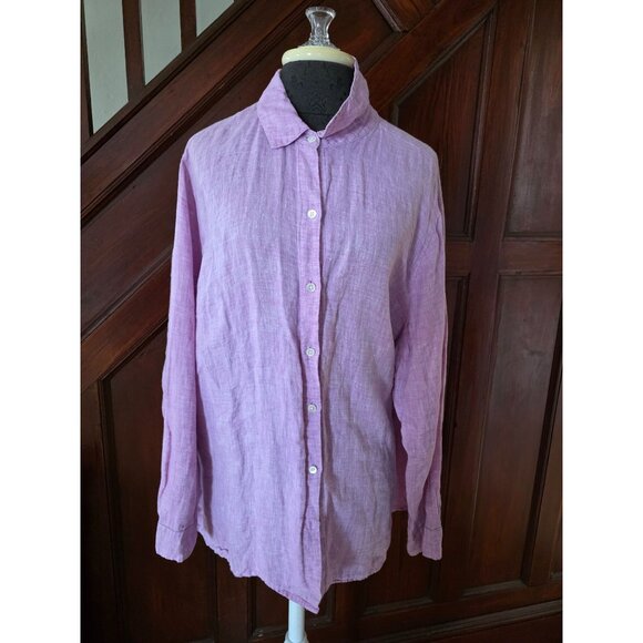 J. Jill Love Linen Womens Button-Up Shirt 2X Light Purple - Picture 1 of 9